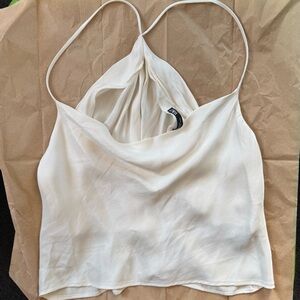 Zara silk spaghetti strap crop top.